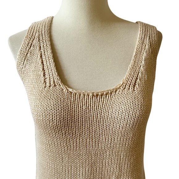 GRADE & GATHER CROCHET KNIT SLEEVELESS SWEATER TANK M BEIGE NEUTRAL CHIC BOHO - Picture 3 of 13